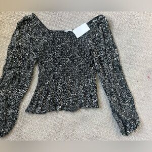 White Birch Black and White Floral Sweater